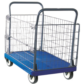 Platform Trolley with Wire Cage & 2 flip doors, 900 x 600 mm, Capacity 300 Kg